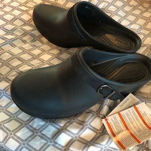 Black Croc Wedge clog